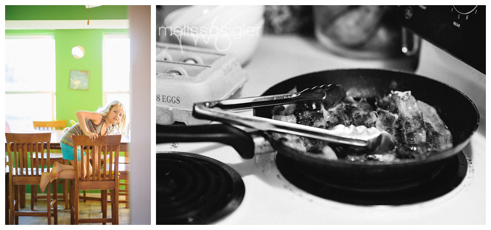 Newborn-Lifestyle Portraiture-Lawrence-Kansas City-Topeka Photographer-Melissa Sigler-Bacon-Breakfast-Cooking