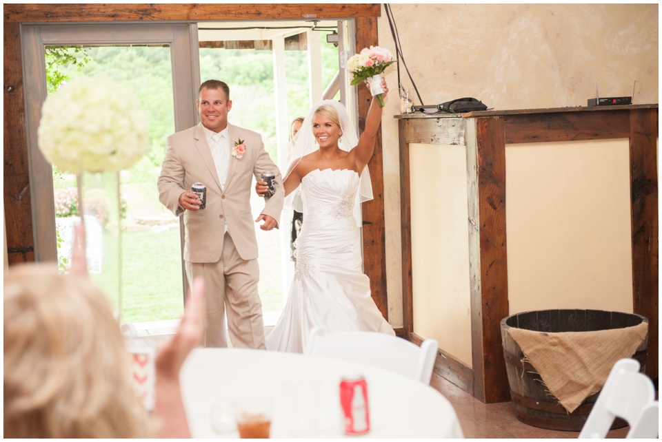 bride and groom grand entrance, stony point hall wedding reception, baldwin, kansas, melissa sigler photography