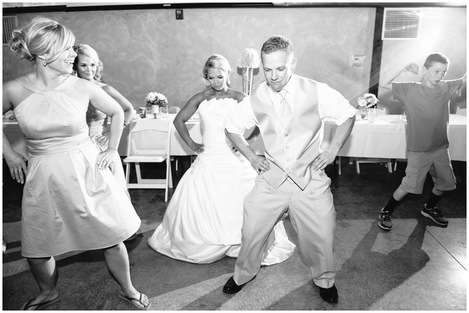 bride and brides brother dancing together, stony point hall, melissa sigler photography, lawrence wedding photographer