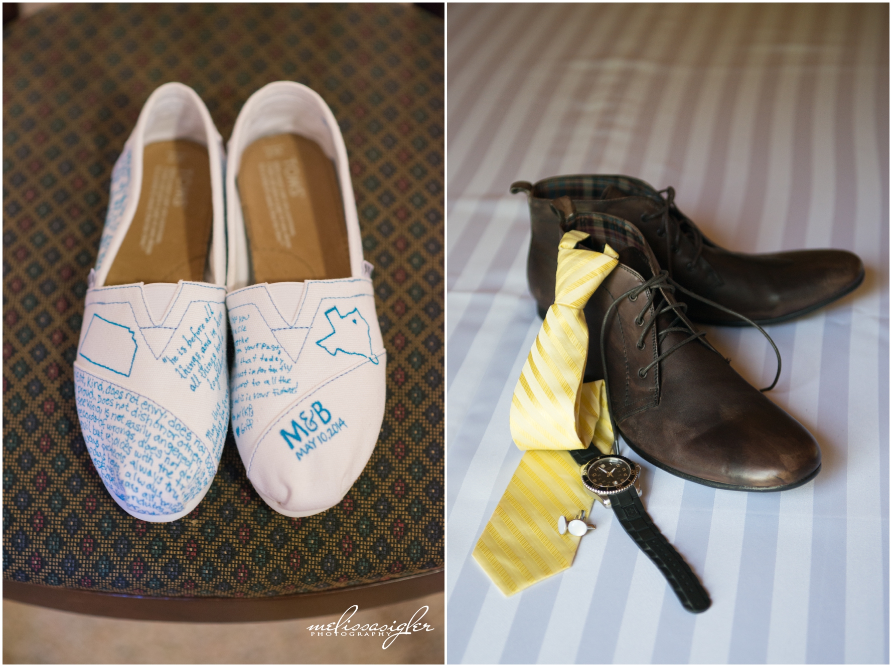 Bridal Toms and Groom's boots by Lawrence Kansas wedding photographer Melissa Sigler