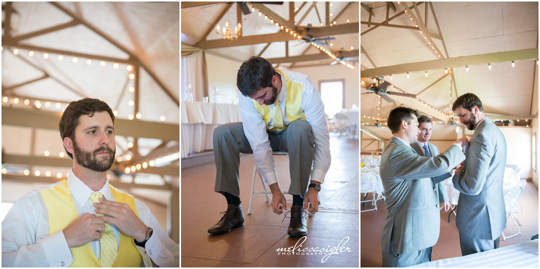 Groom getting ready at Victorian Veranda by Lawrence Kansas wedding photographer Melissa Sigler