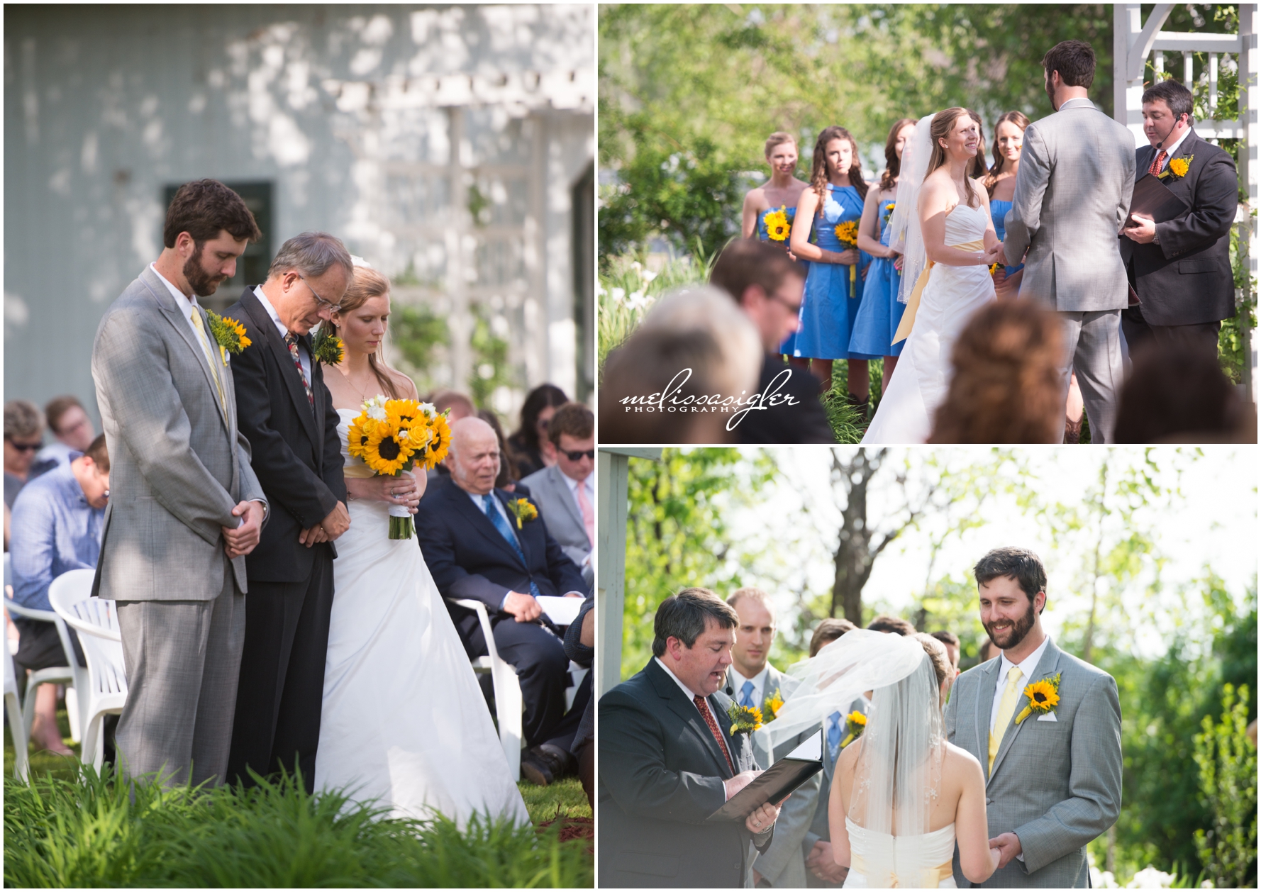 Outdoor wedding ceremony at Victorian Veranda by Lawrence Kansas wedding photographer Melissa Sigler