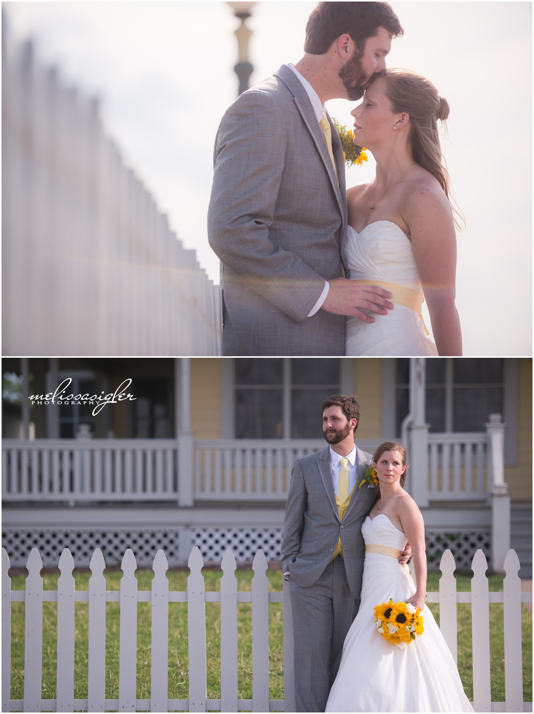 Bride and Groom portraits at Victorian Veranda by Lawrence Kansas wedding photographer Melissa Sigler