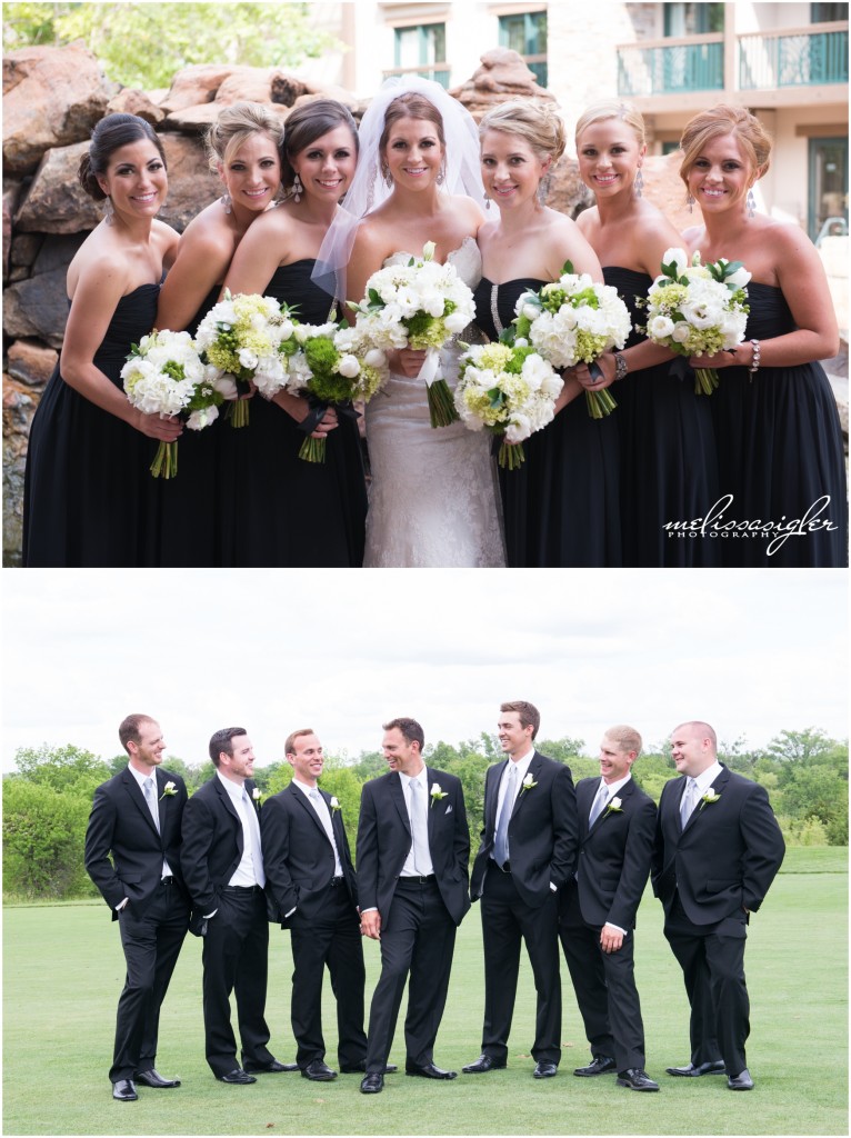 Bridal party portraits on Firekeeper golf course by Topeka wedding photographer Melissa Sigler