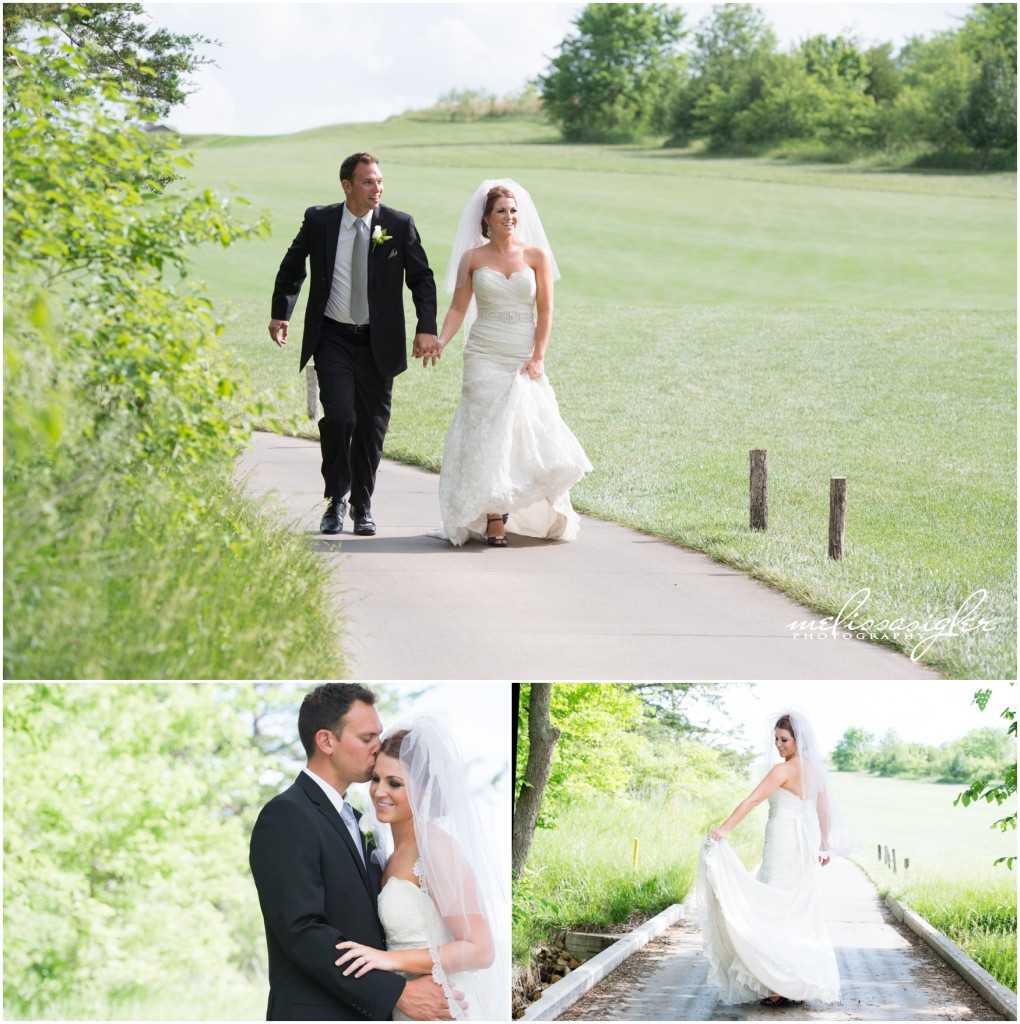 Bride and groom portraits at Firekeeper golf course by Topeka wedding photographer Melissa Sigler