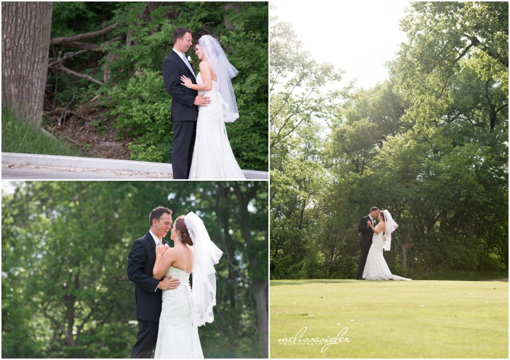 Bride and groom portraits at Firekeeper golf course by Topeka wedding photographer Melissa Sigler