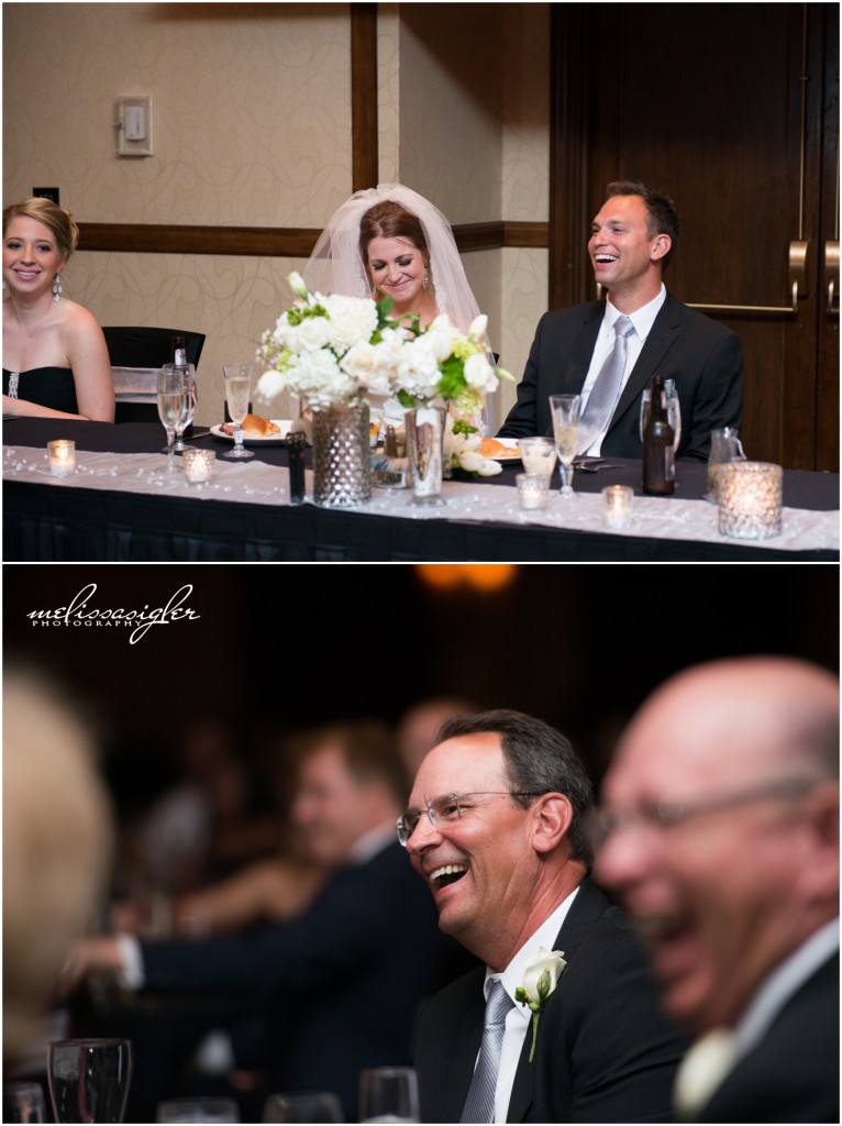 Toasts to the bride and groom at Prairie band casino by Topeka wedding photographer Melissa Sigler