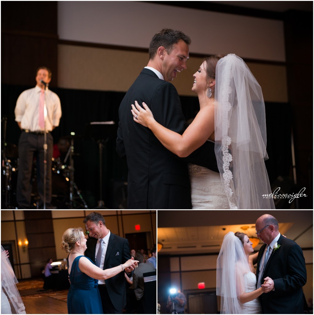 Bride and groom first dances at Prairie Band Casino by Topeka wedding photographer Melissa Sigler