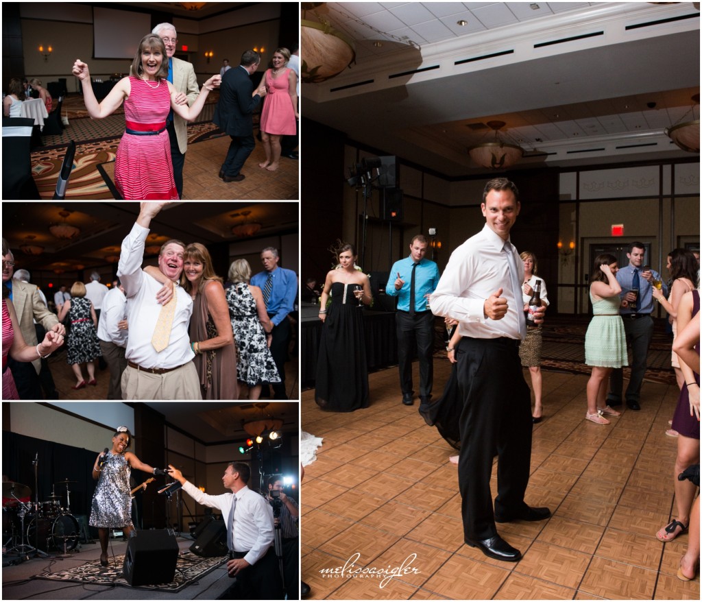Guests dancing to a live band by Topeka wedding photographer Melissa Sigler