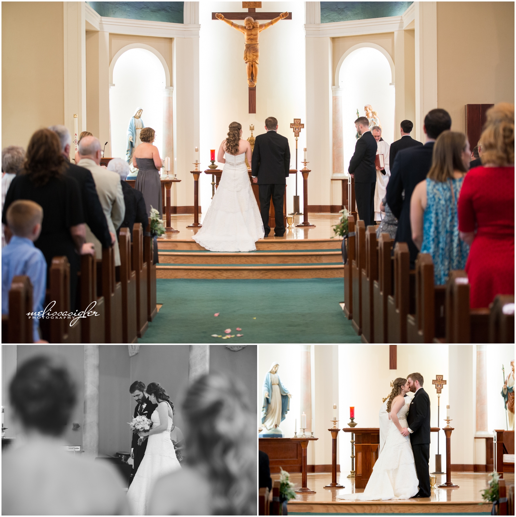 Wedding at St Johns Catholic church in Lawrence Kansas by Melissa Sigler Photography