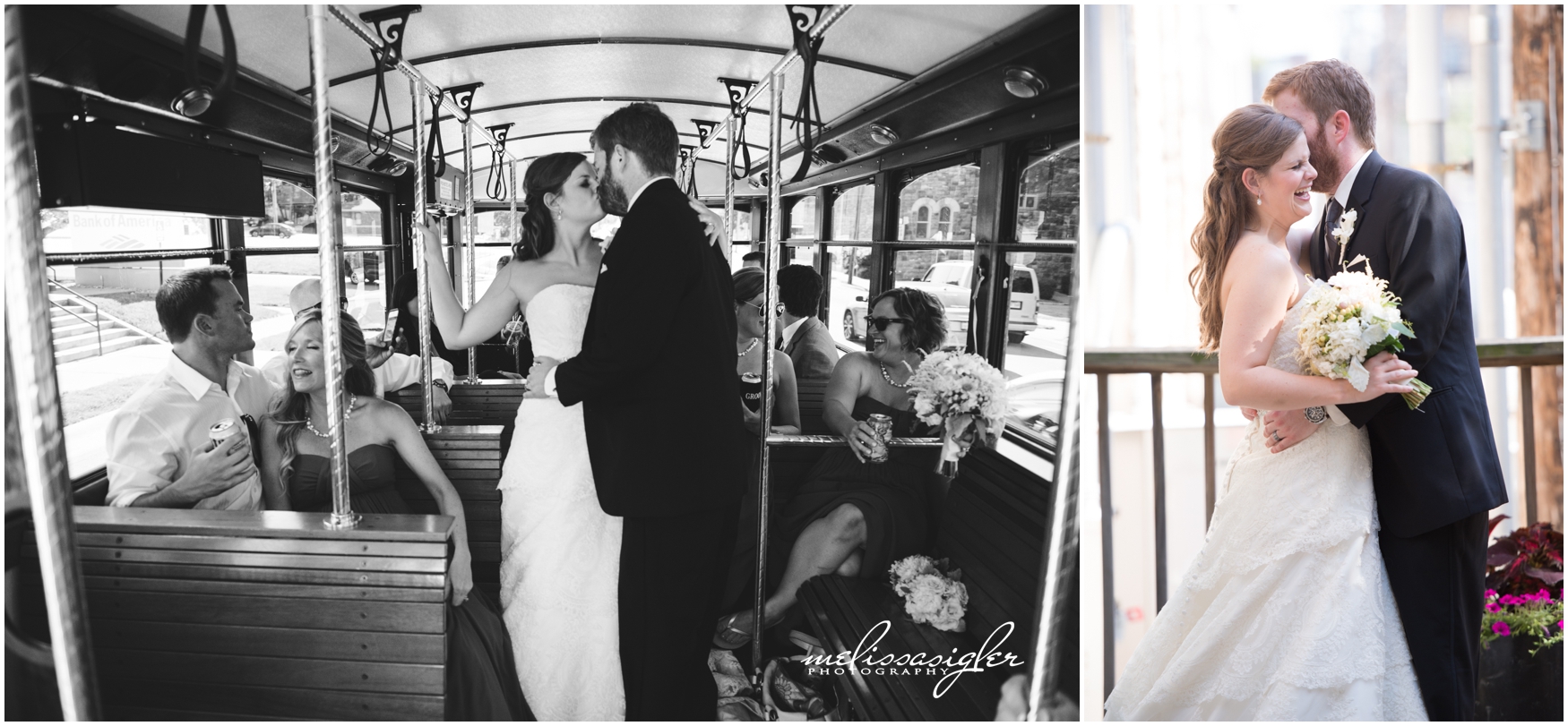 Wedding party trolley in Lawrence Kansas by Melissa Sigler Photography