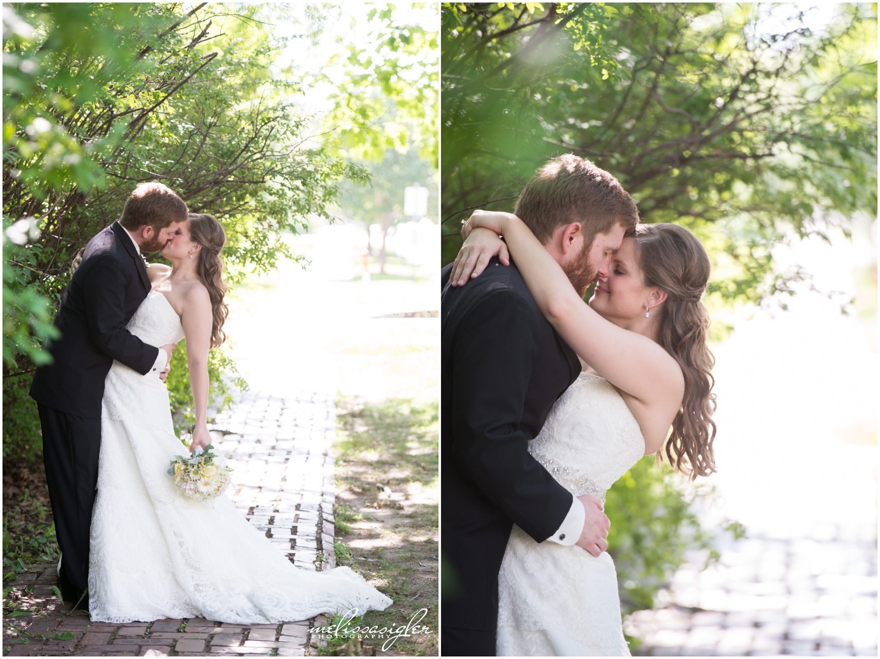 Bride and groom portrait in downtown Lawrence by Melissa Sigler Photography