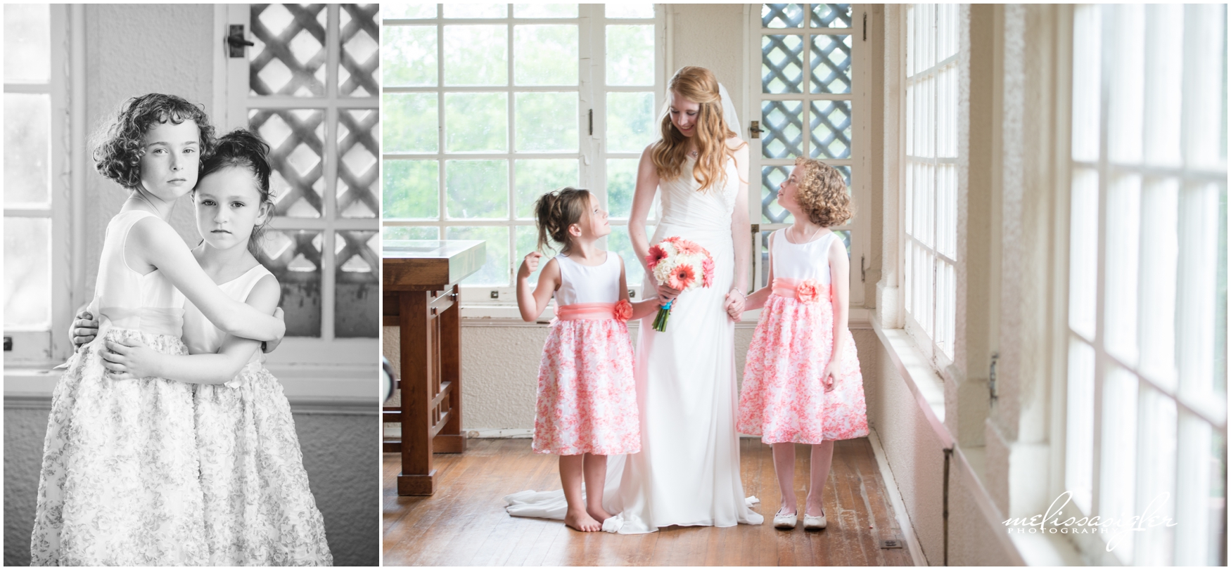Bride and flower girls at Longview Mansion by Melissa Sigler Photography