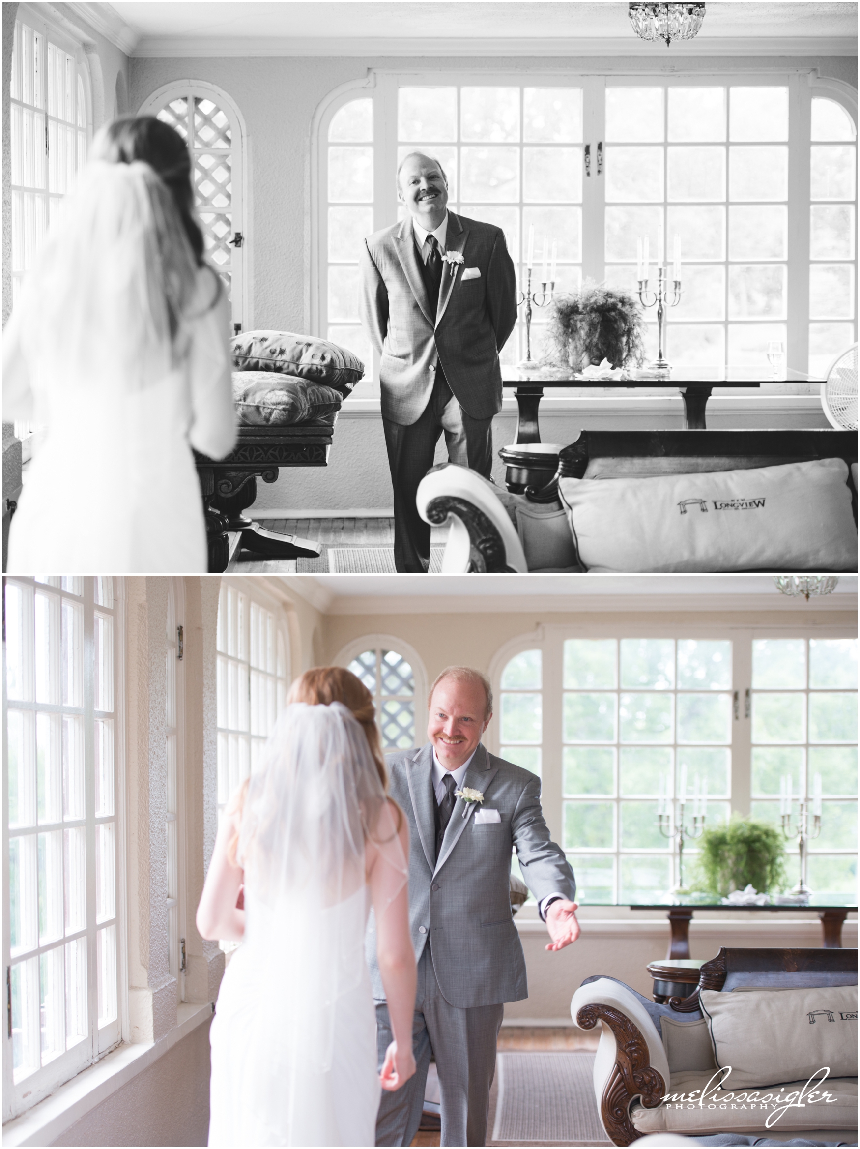 Father daughter first look at Longview Mansion by Melissa Sigler Photography