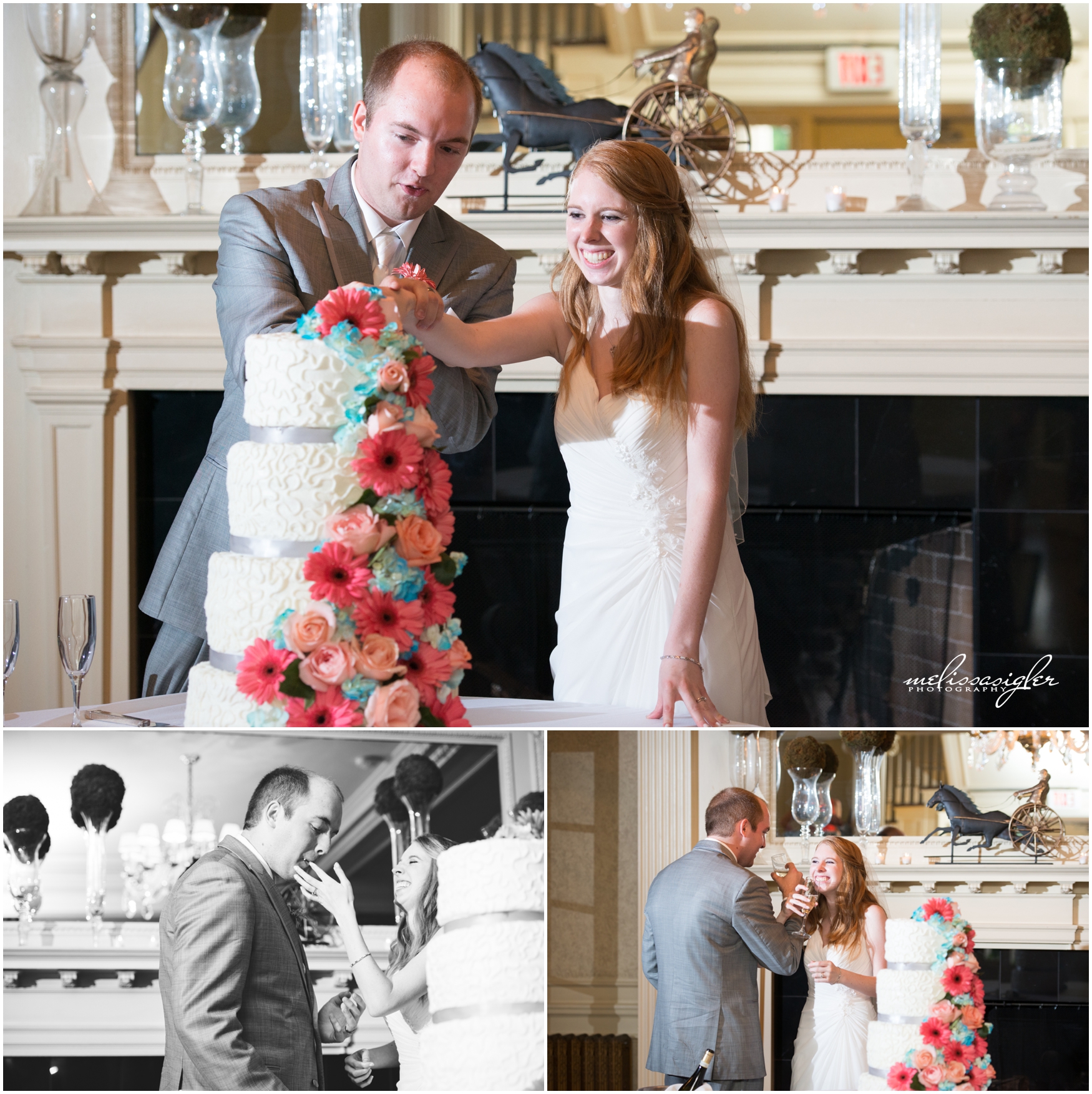 Bride and groom cutting cake at Longview Mansion by Melissa Sigler Photography