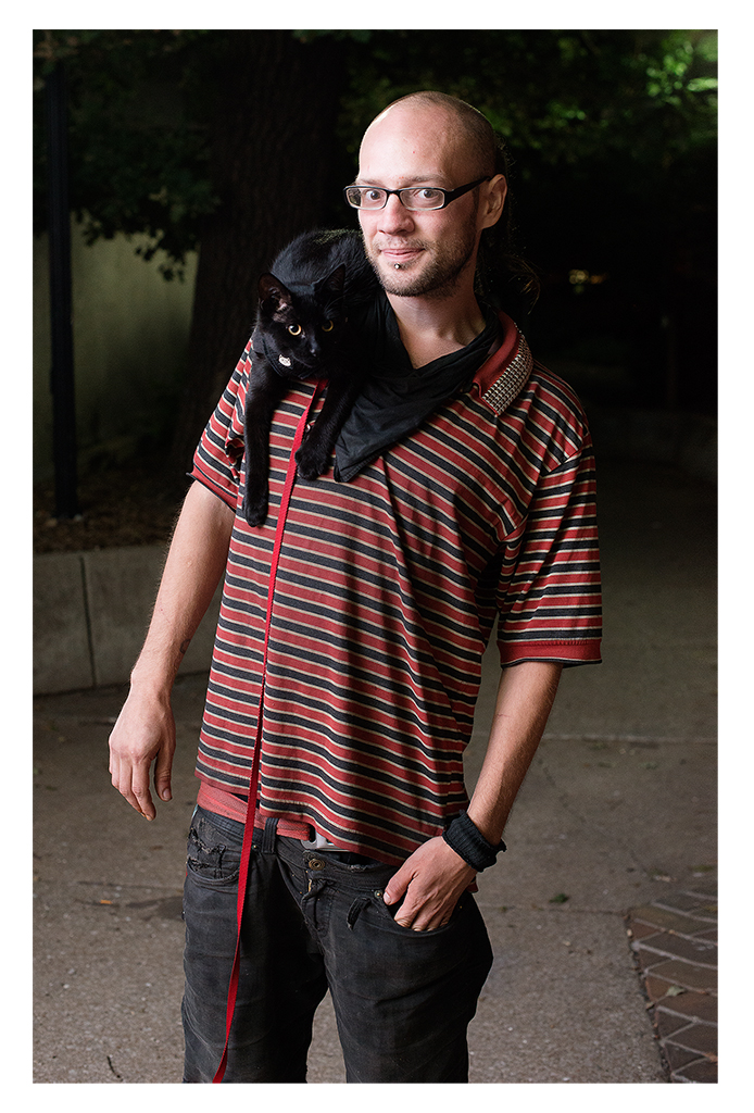 David and his black cat Dude hang out in Lawrence, Kansas by Melissa Sigler Photography