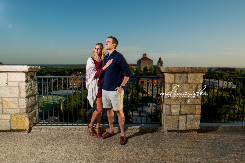 Engagement picture at the Oread Hotel by Melissa Sigler Photography
