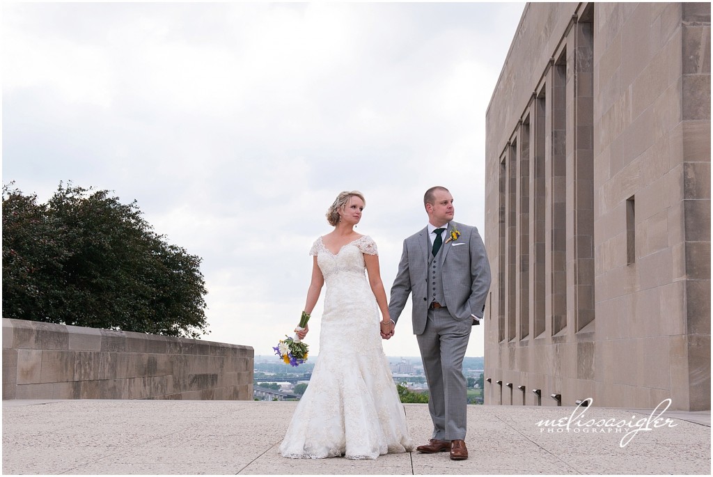 Bridal party at Liberty Memorial by Kansas City wedding photographer Melissa Sigler