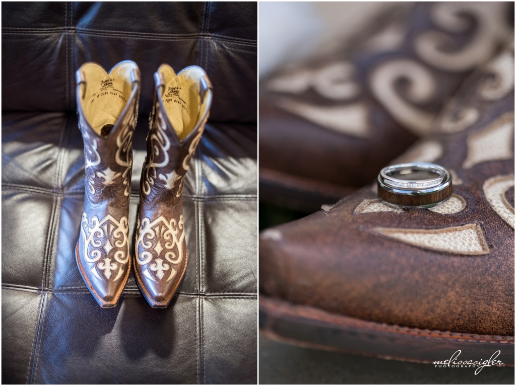 Bridal cowboy boots by Lawrence Kansas wedding photographer Melissa Sigler