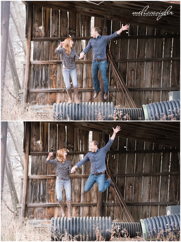 Engagement pictures in a country barn