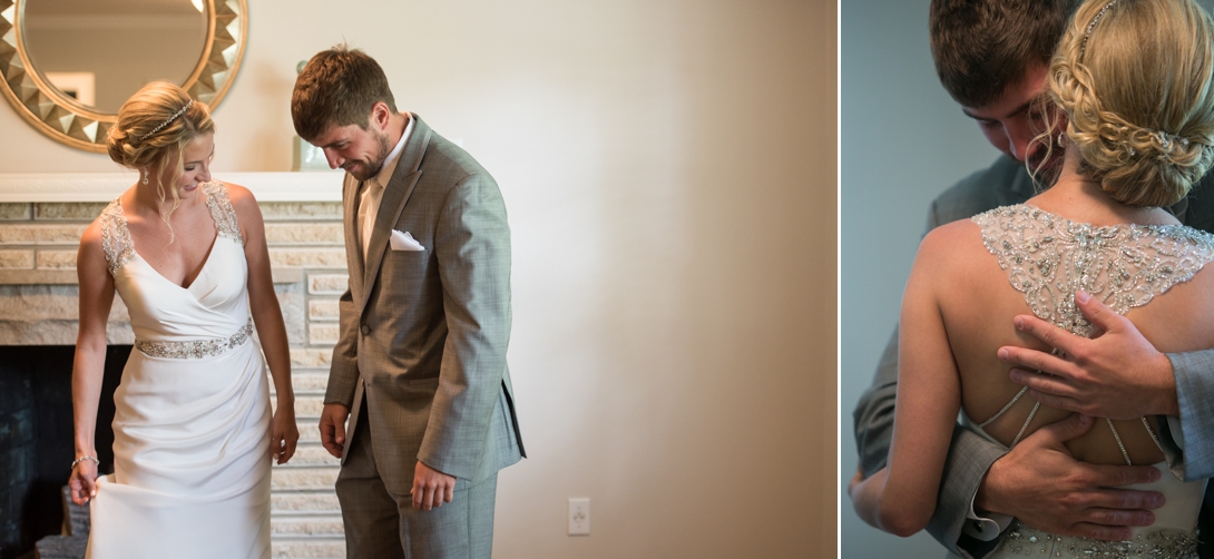 Bride and groom first look before Lawrence Kansas wedding