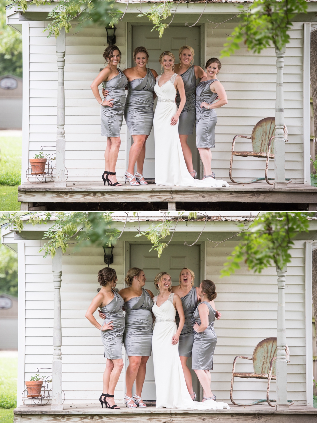 Gray bridesmaids dresses Lawrence Kansas wedding