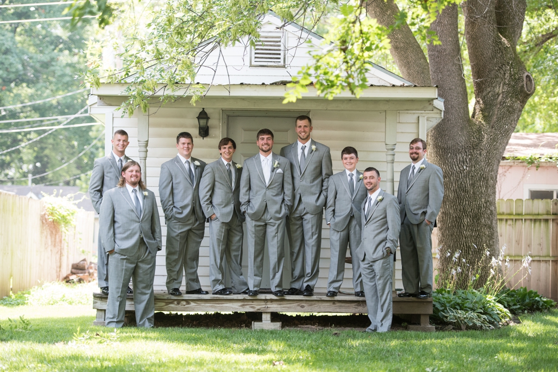 Gray groomsmen suits Lawrence Kansas wedding