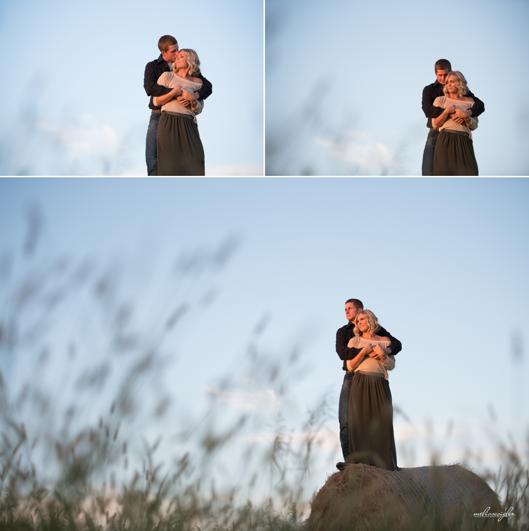 engagement pictures on a hay bale kansas city