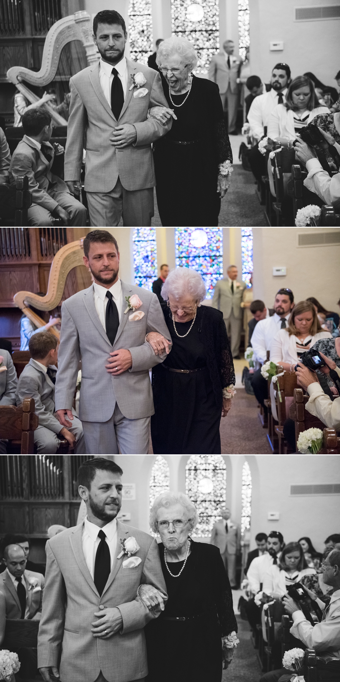 Funny grandmother at Danforth Chapel Wedding Lawrence Kansas