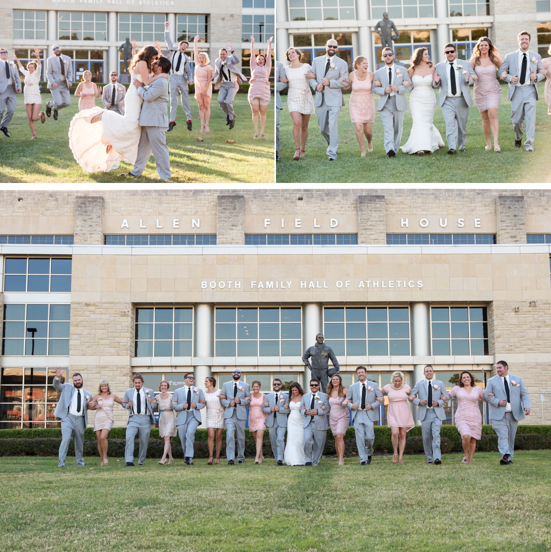 Wedding party pictures at the University of Kansas