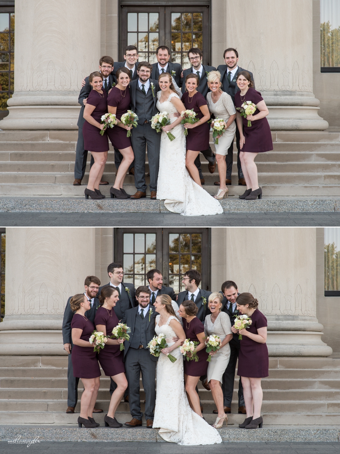 Bridal party photo at Nelson Atkins Museum