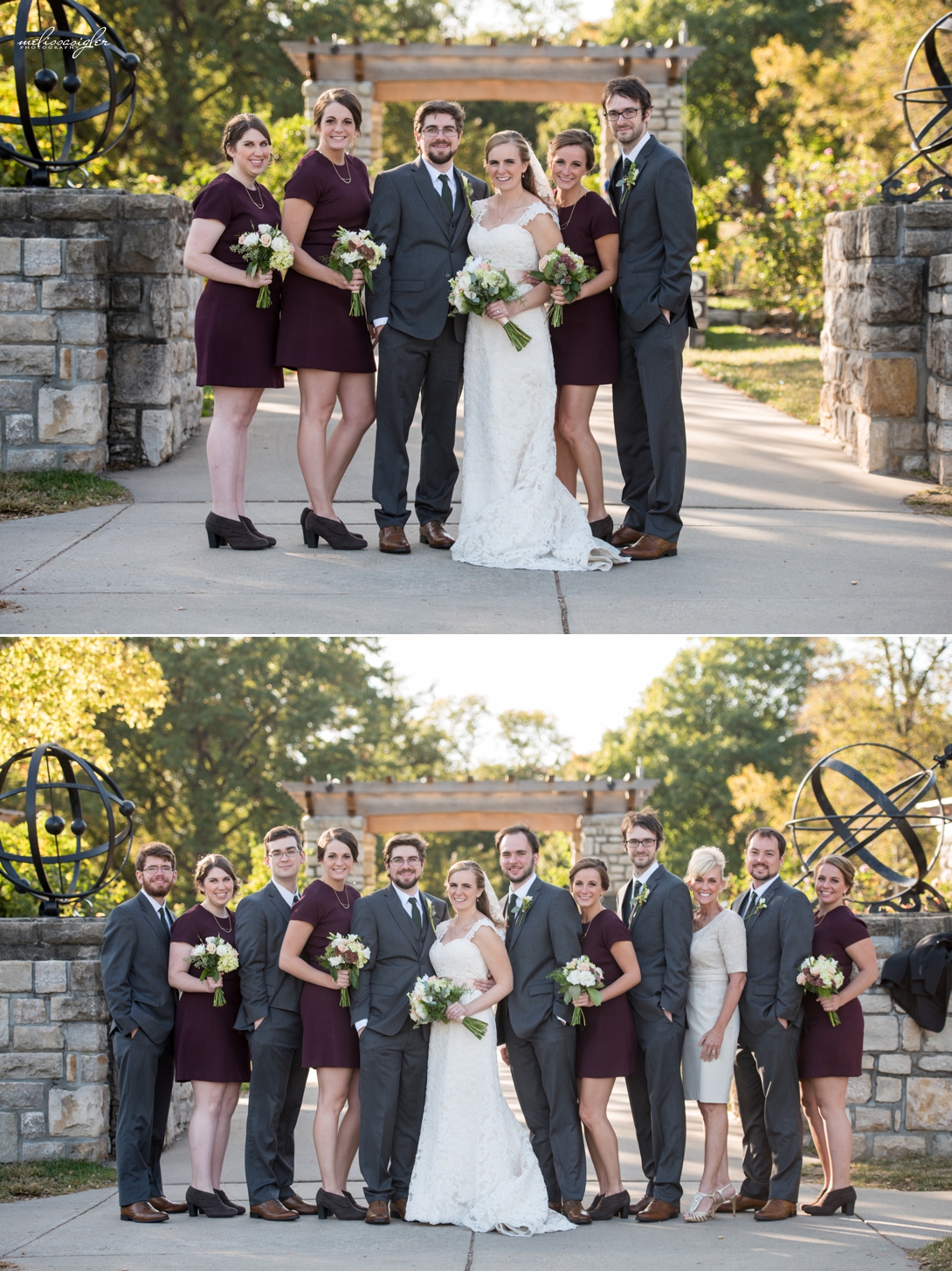 Wedding party pictures at Loose Park Kansas City