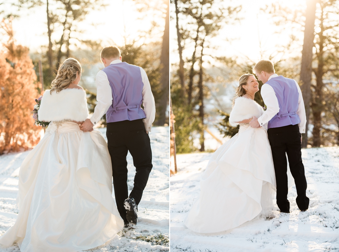 Bride and groom in the snow winter wedding Kansas City