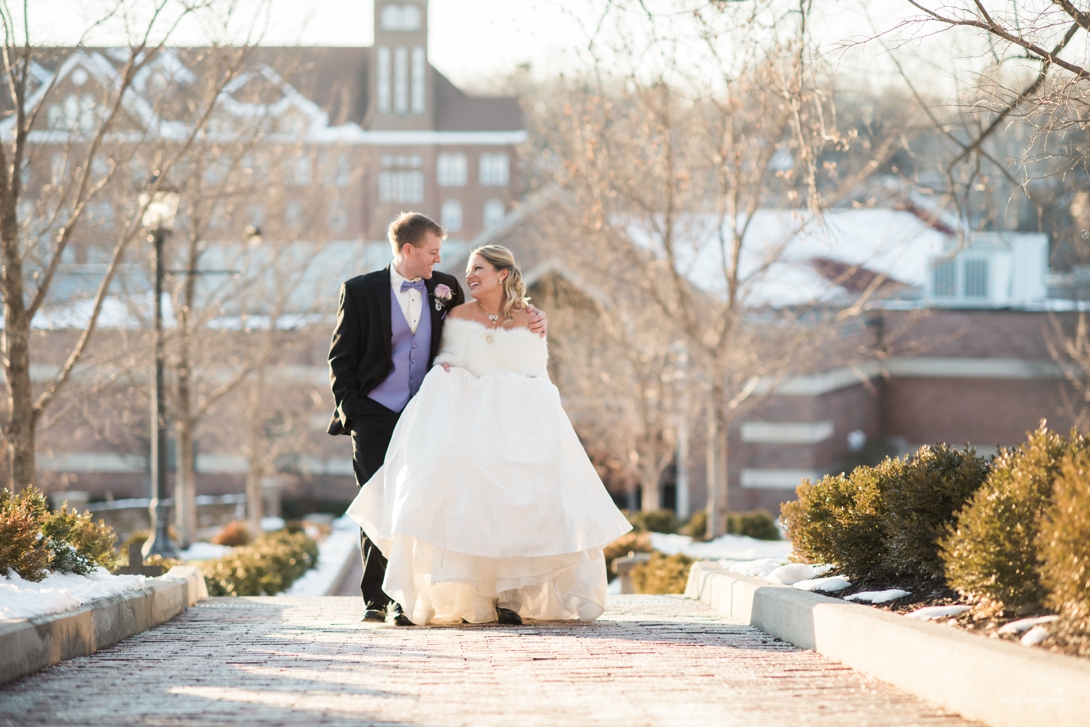 Bride and groom in the snow winter wedding Kansas City