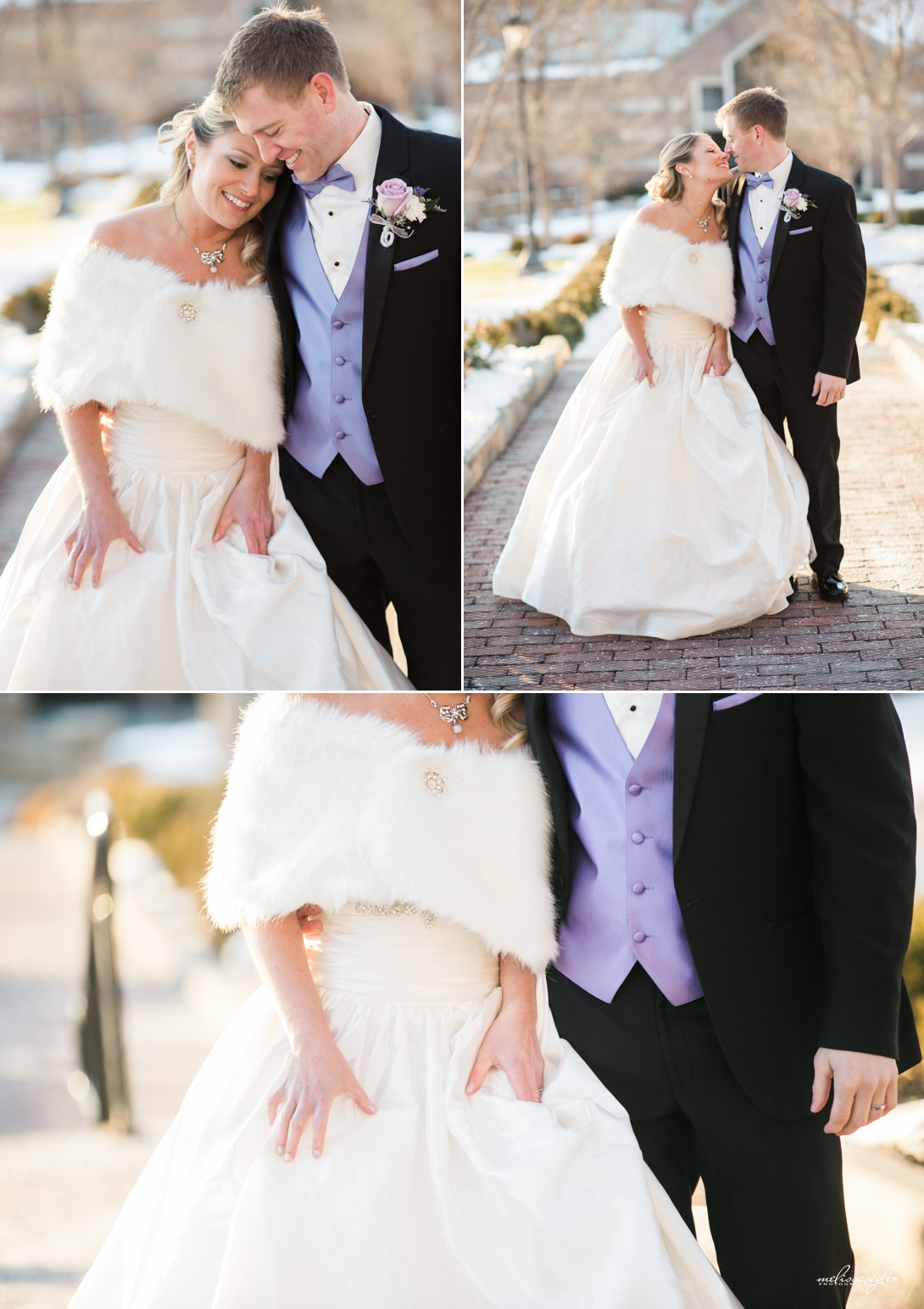 Bride and groom in the snow winter wedding Kansas City