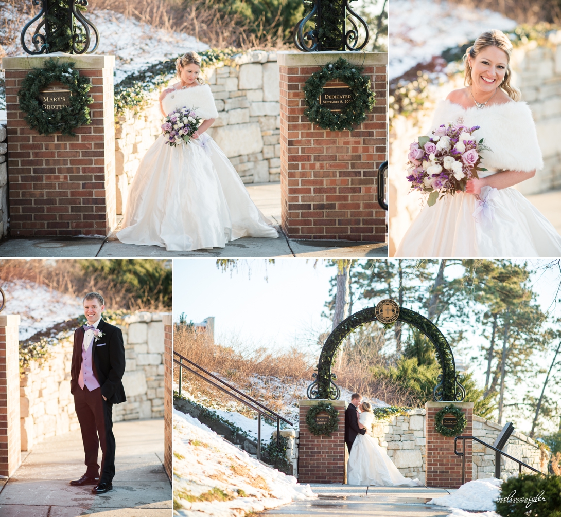 Bride and groom in the snow winter wedding Kansas City