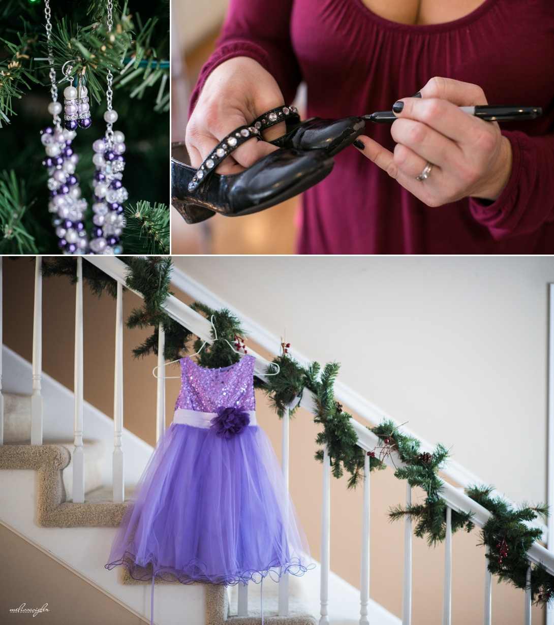 Purple flower girl dress wedding details