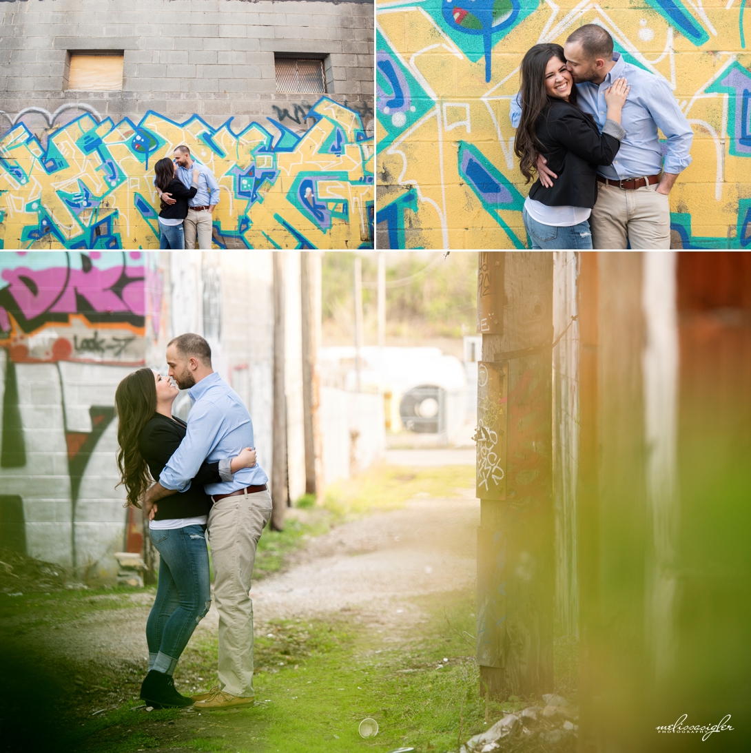 Engagement session with graffiti