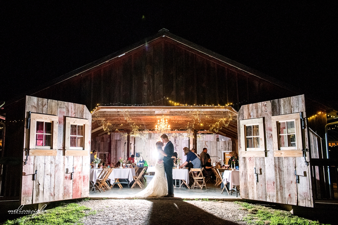 Night portrait of bride and groom at Weston Red Barn Farm