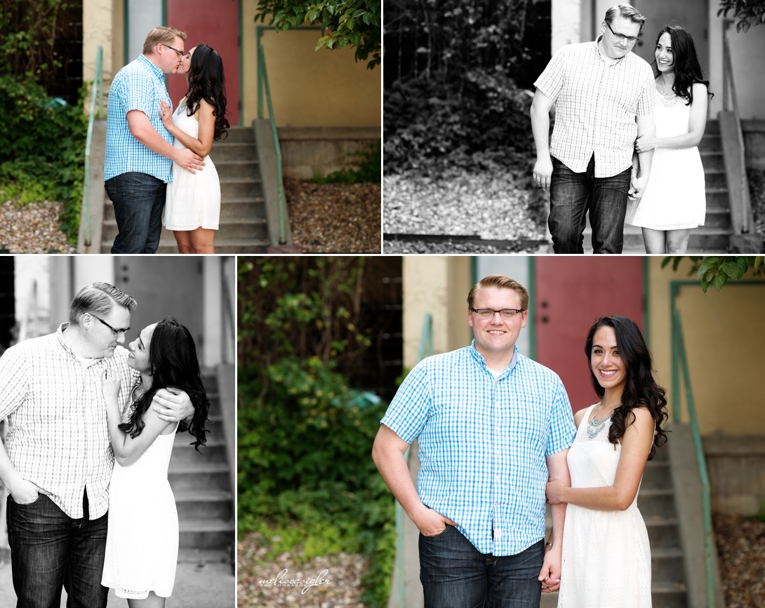 Downtown Lawrence engagement photos