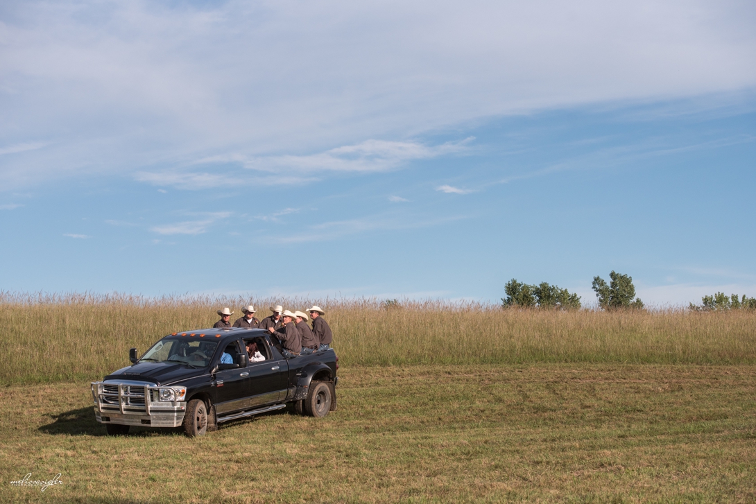 Groomsmen in cowboy hats