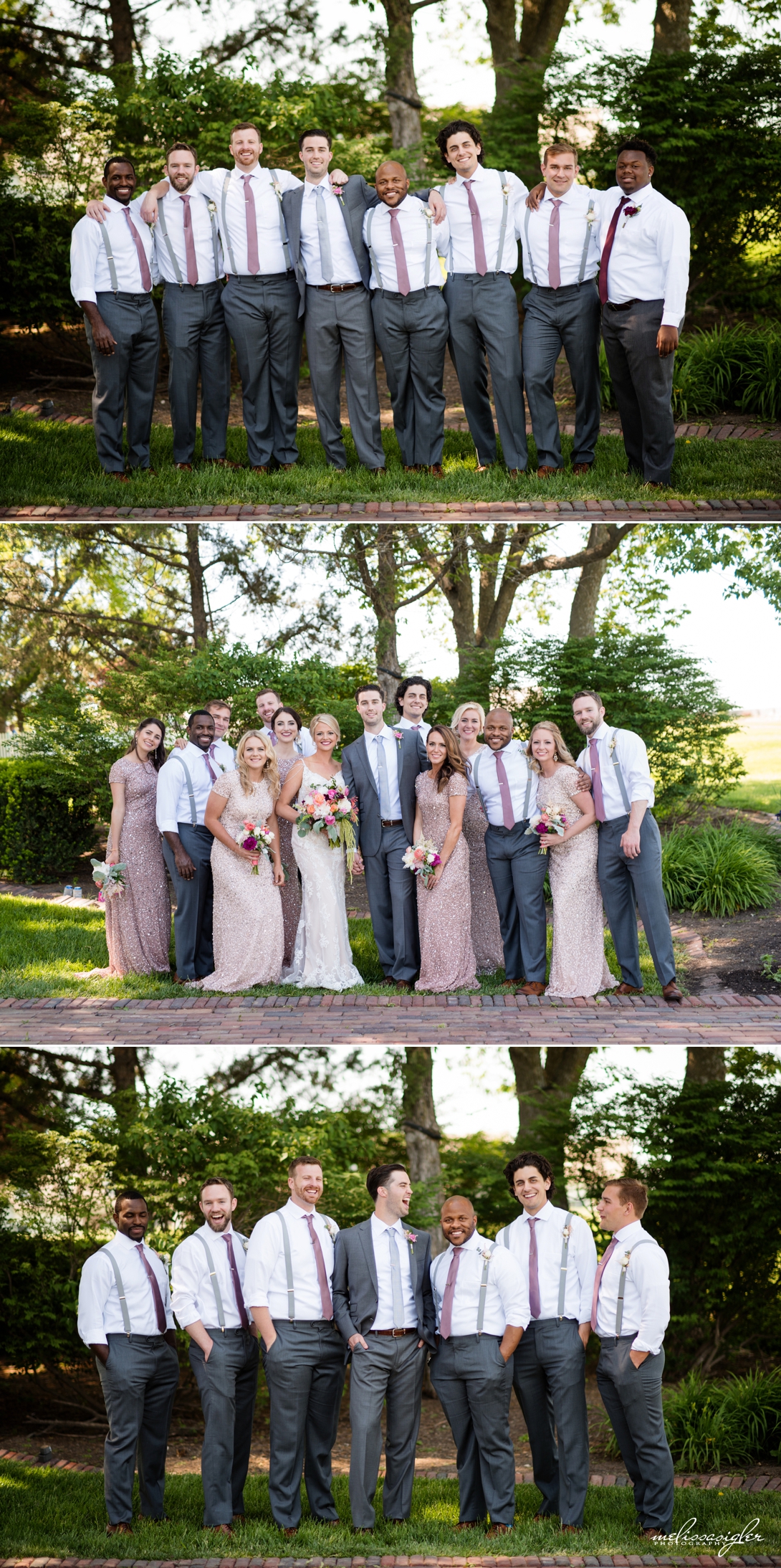 Blush and gray wedding party 