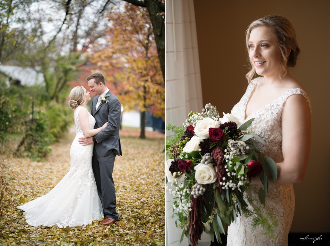 Blustery fall wedding day in Lawrence Kansas