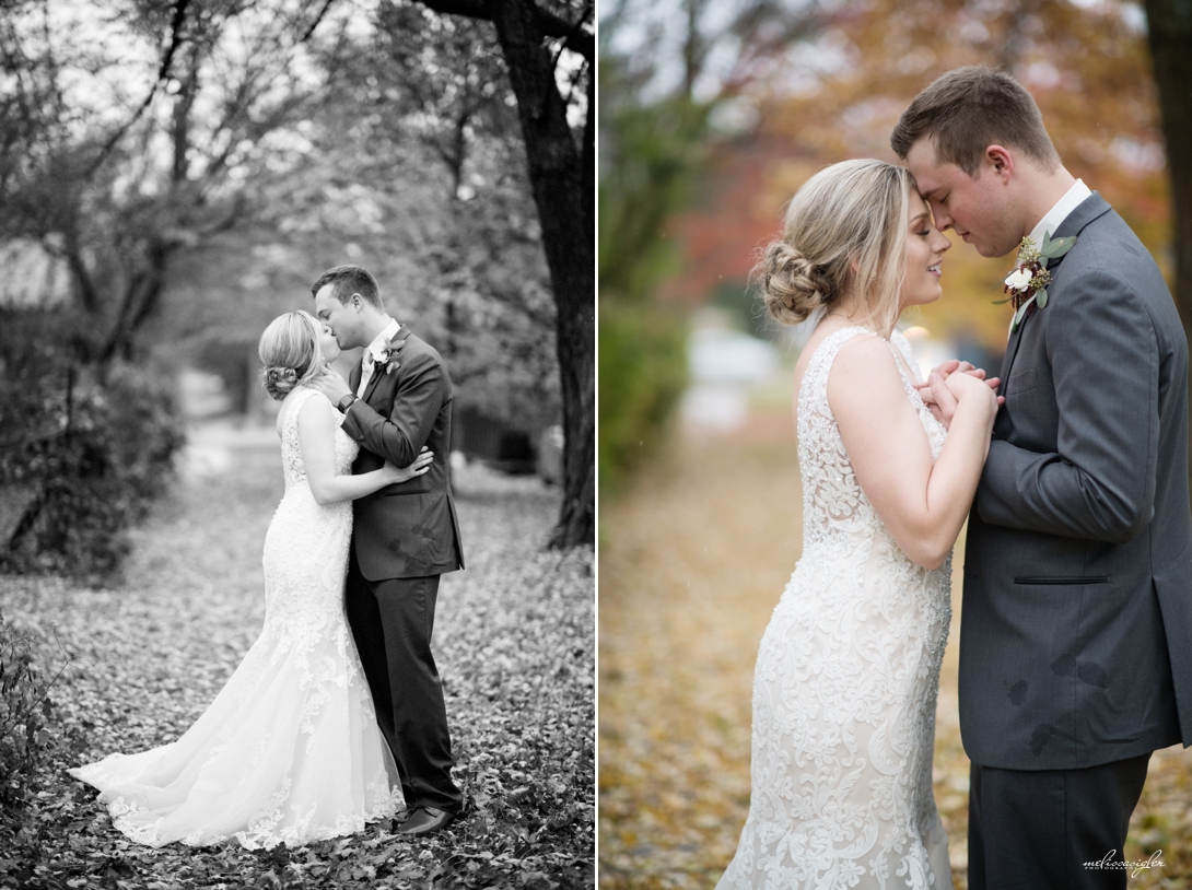 Blustery fall wedding day in Lawrence Kansas
