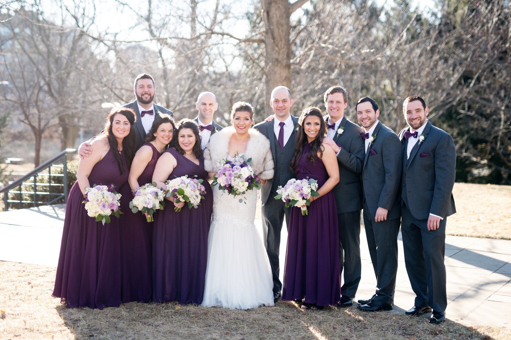 purple bridesmaids gowns