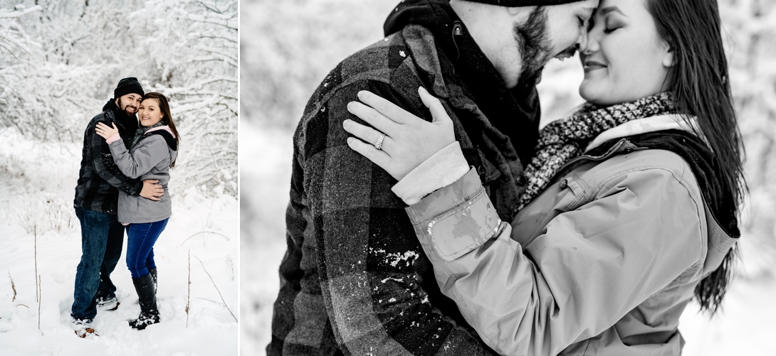 snow day engagement photos