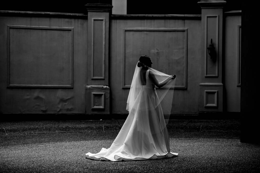 silhouette of bride
