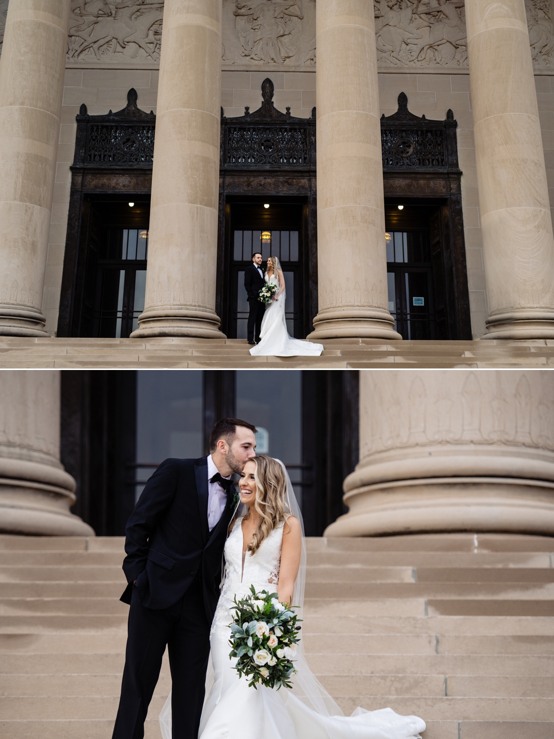 bride and groom at Nelson Atkins