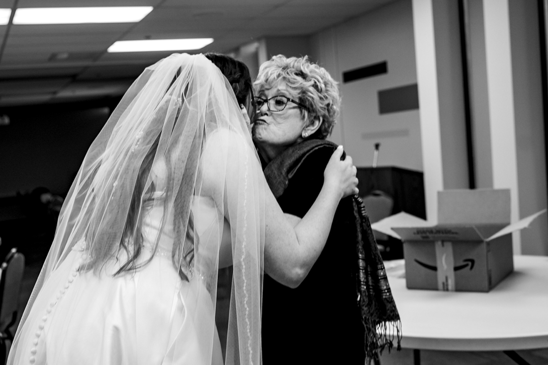 bride kissing her grandma