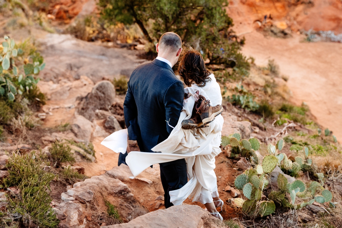 hiking wedding photo